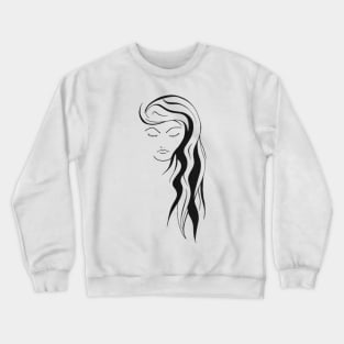 Black and white woman with long hair and eyes closed Crewneck Sweatshirt